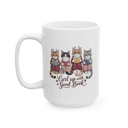 Curl Up With a Good Book Book Lover Cat Coffee Mug