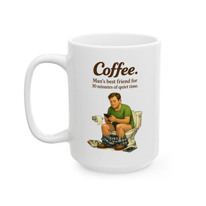 Coffee Is Man’s Best Friend | Funny Bathroom Humor Coffee Mug