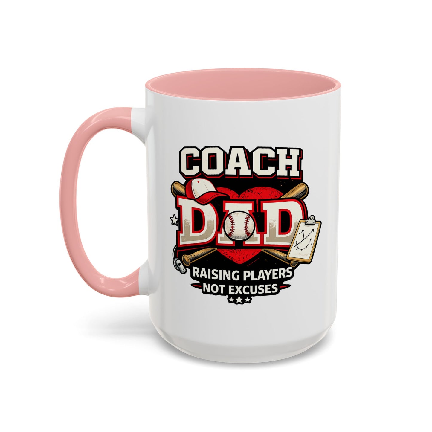 Raising Players Not Excuses Baseball Dad Coach Coffee Mug