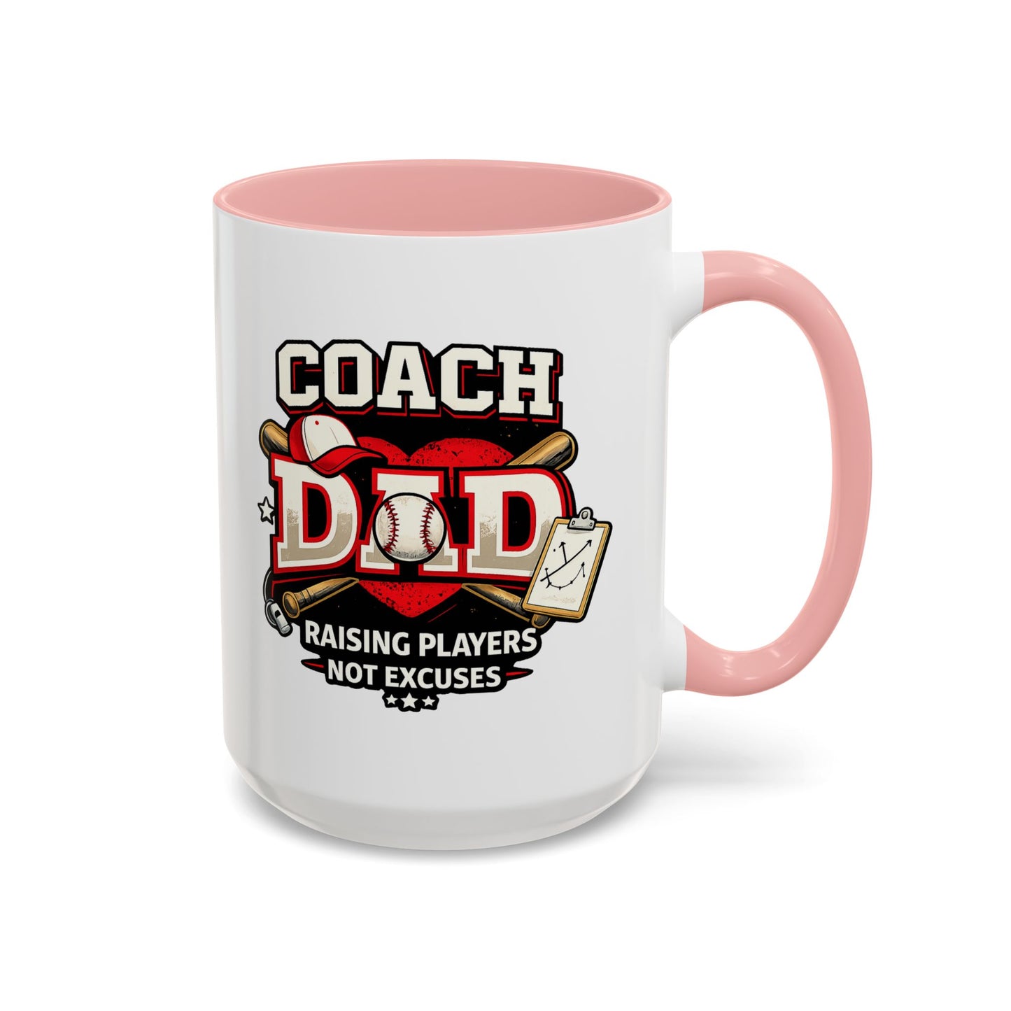Raising Players Not Excuses Baseball Dad Coach Coffee Mug