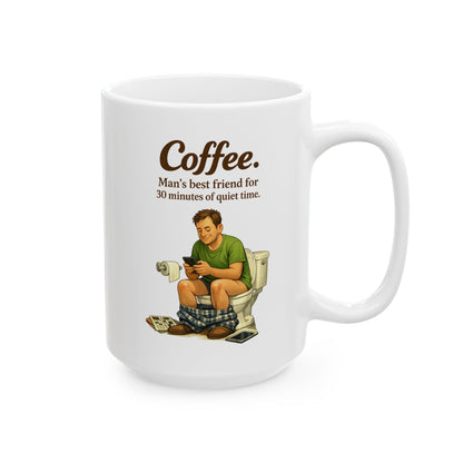 Coffee Is Man’s Best Friend | Funny Bathroom Humor Coffee Mug