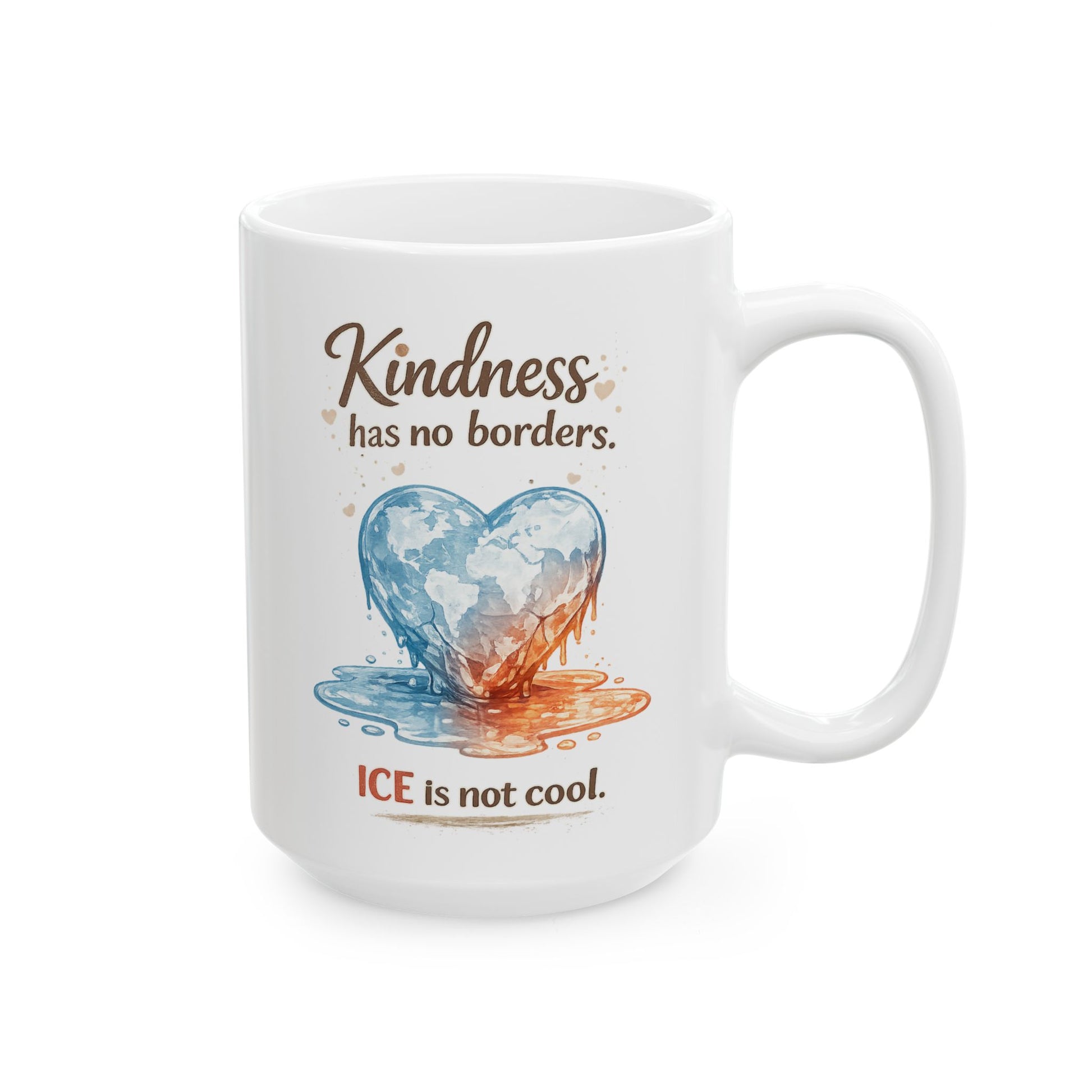 Human rights coffee mug kindness has no borders messag