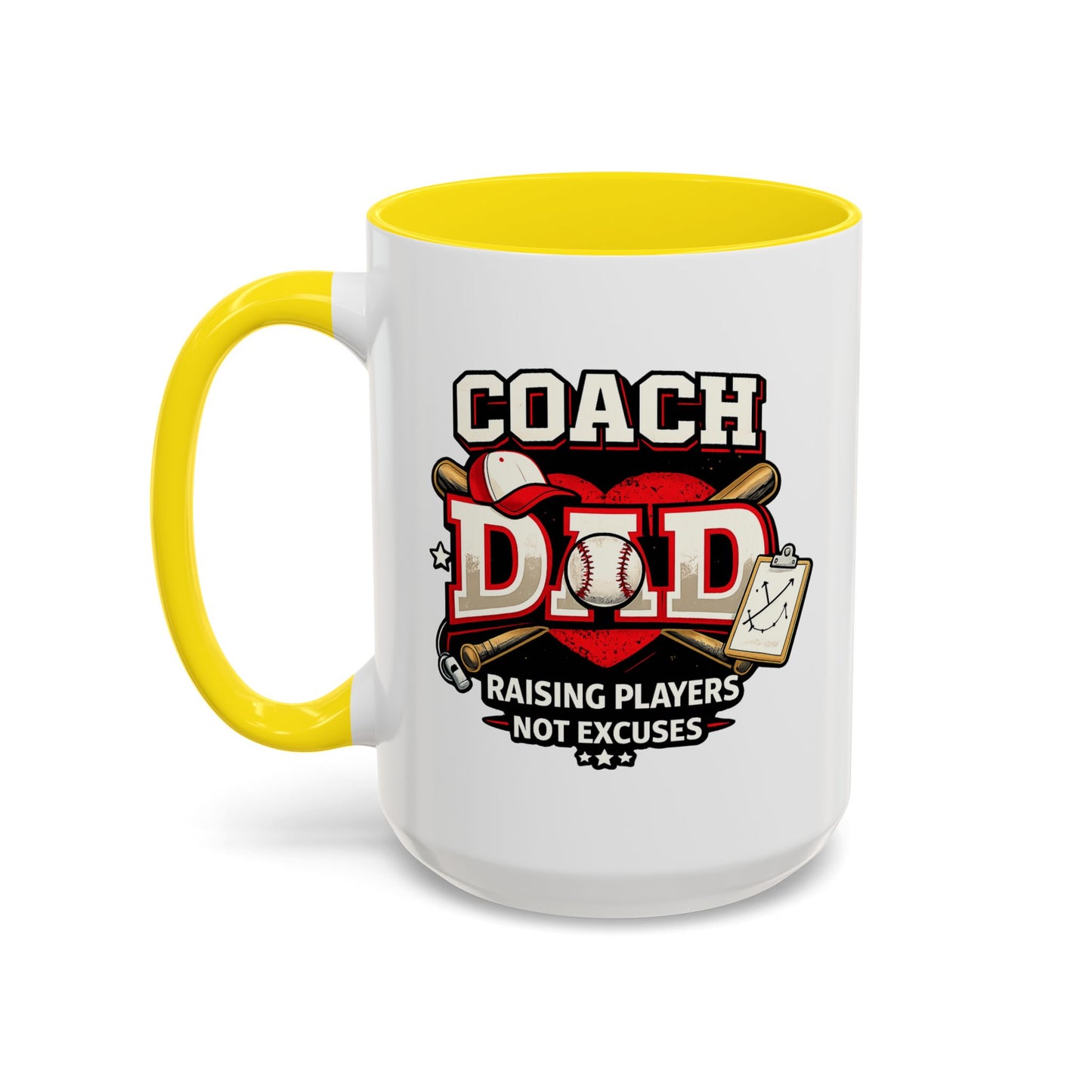 Raising Players Not Excuses Baseball Dad Coach Coffee Mug