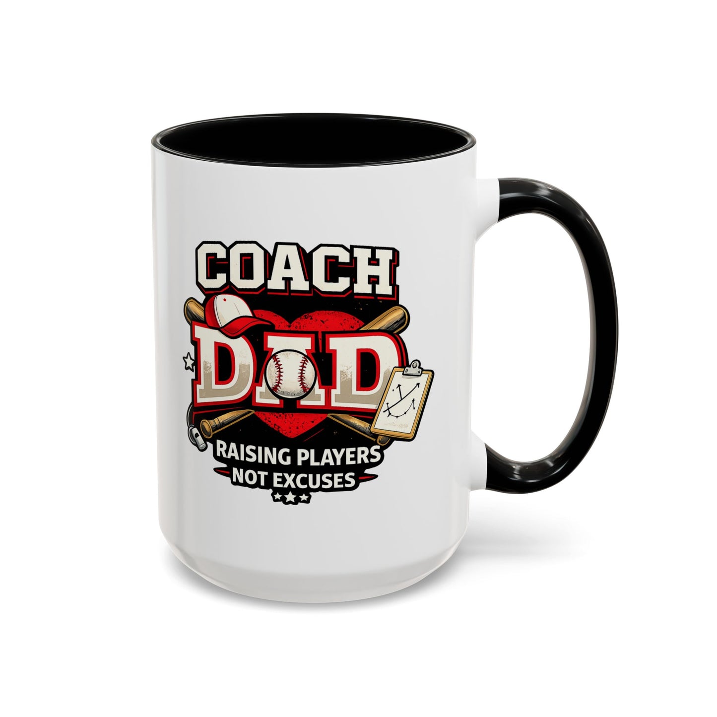 Raising Players Not Excuses Baseball Dad Coach Coffee Mug