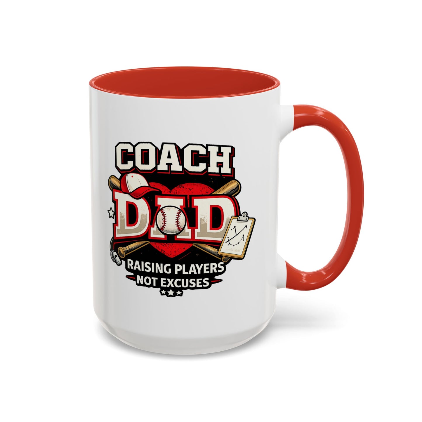 Raising Players Not Excuses Baseball Dad Coach Coffee Mug