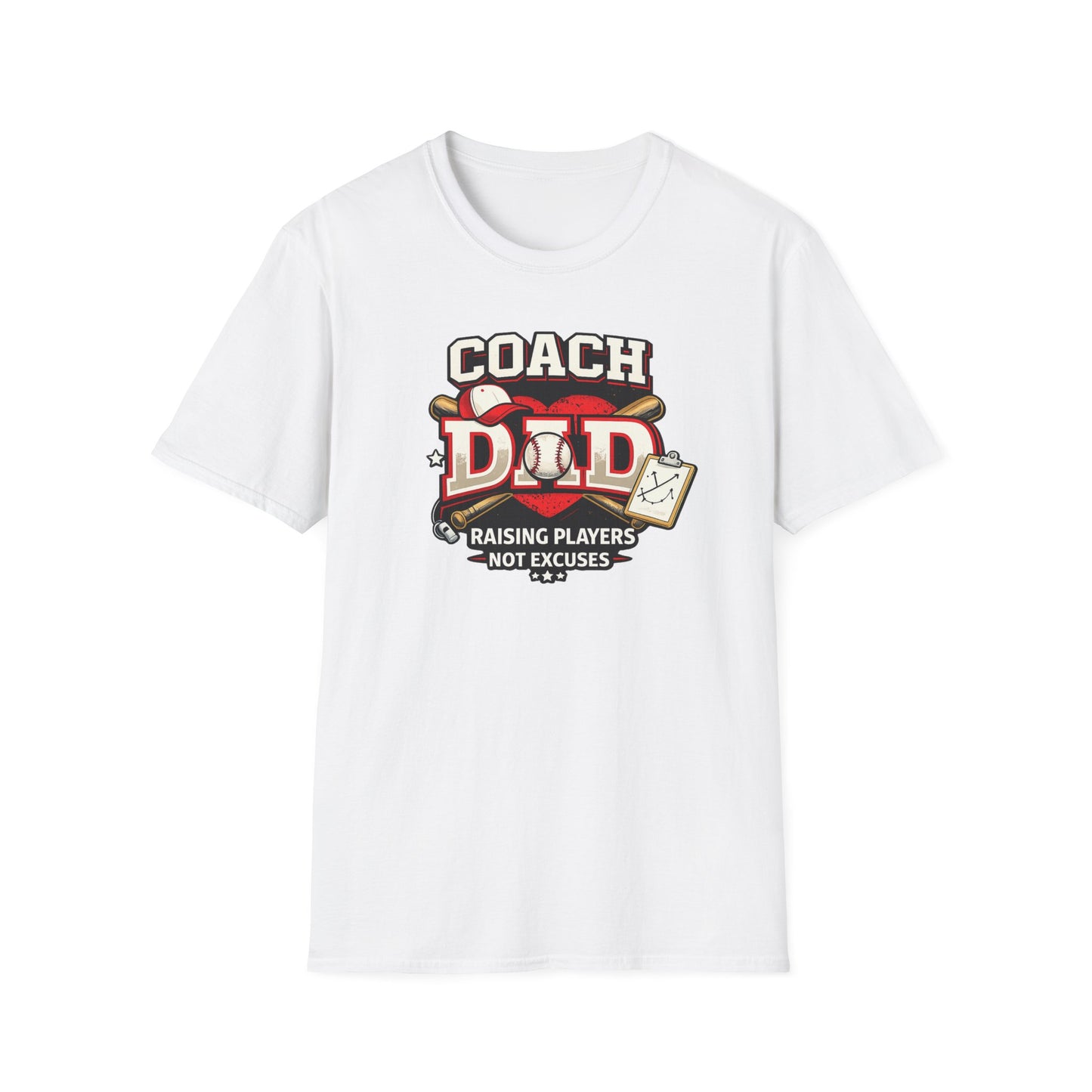 white baseball coach dad shirt varsity-style baseball graphic