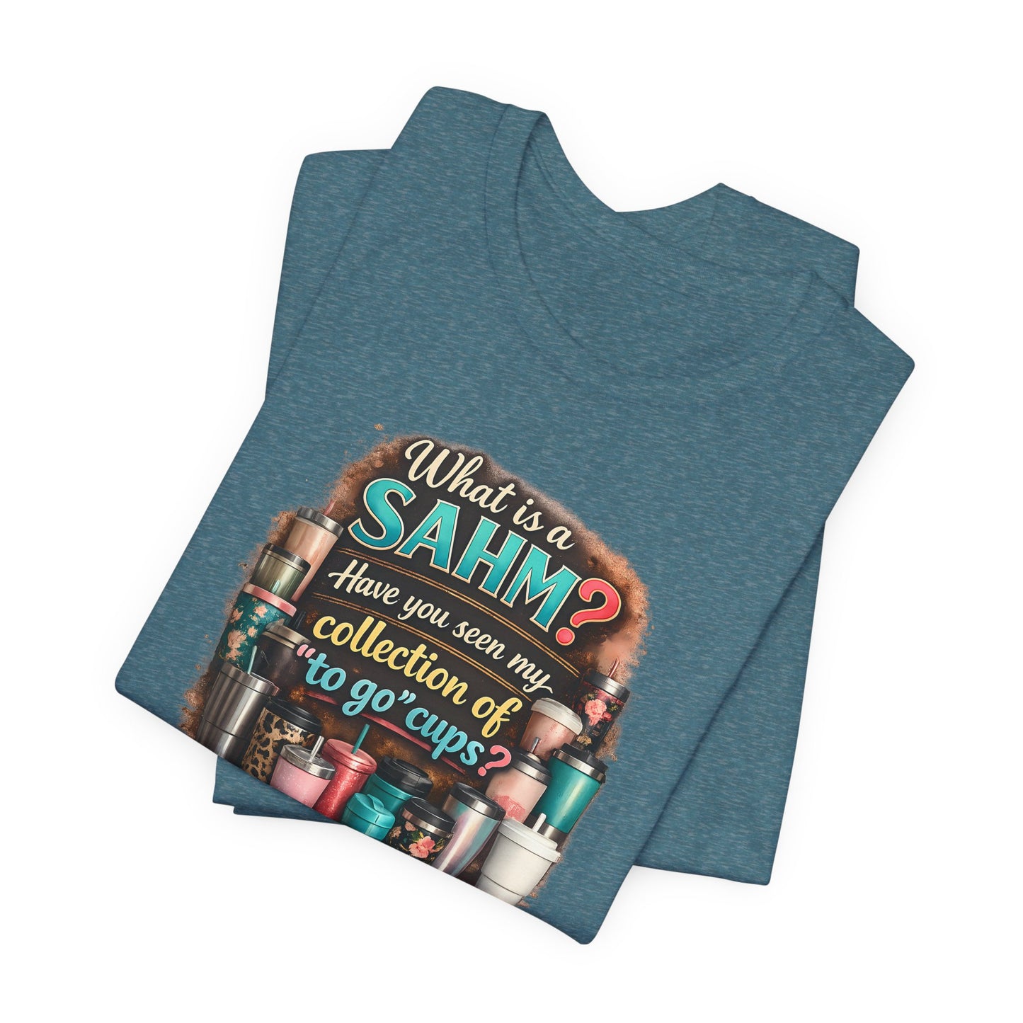 Stay at home mom coffee graphic t-shirt flat lay