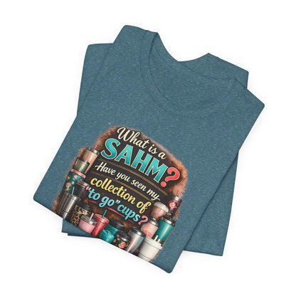 Stay at home mom coffee graphic t-shirt flat lay