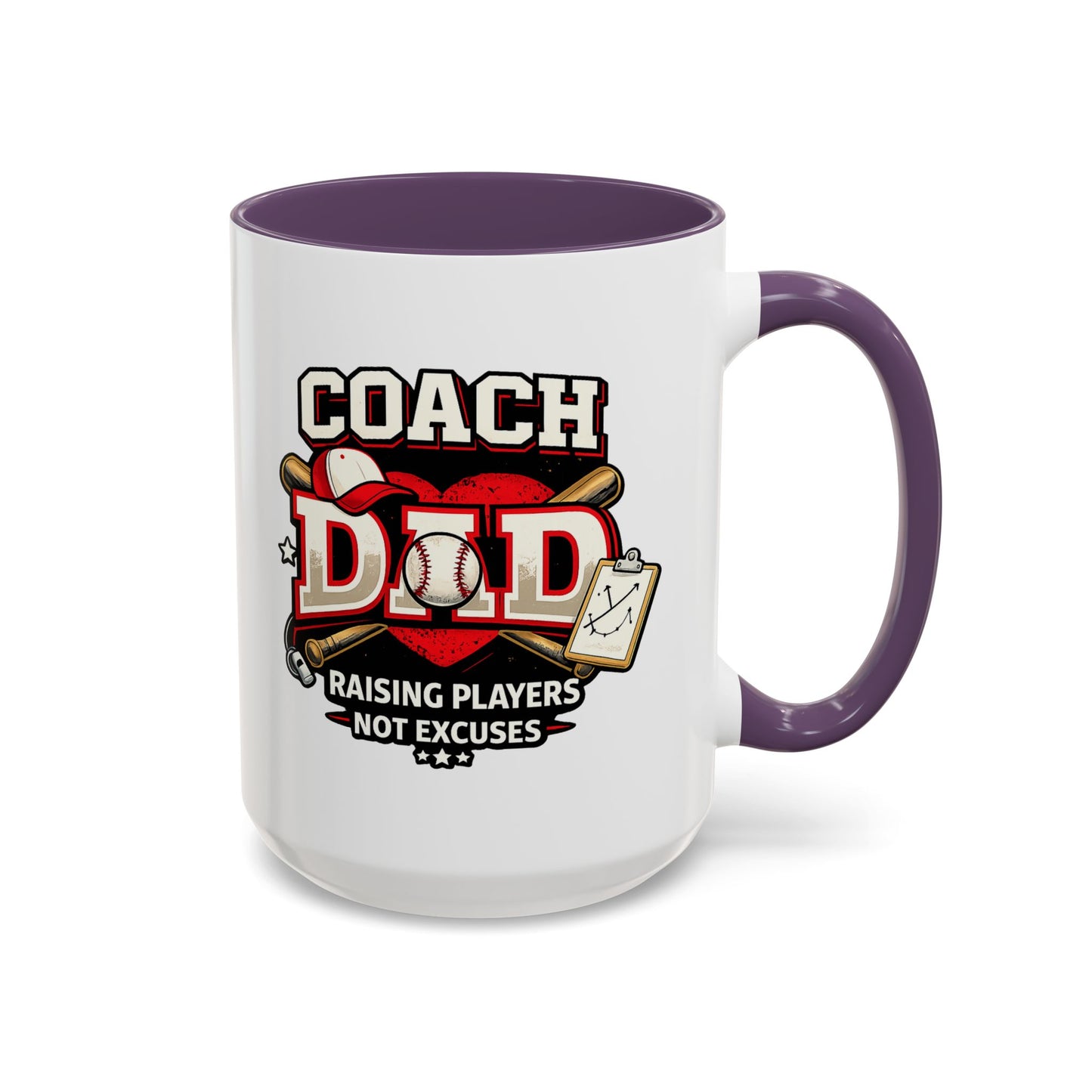 Raising Players Not Excuses Baseball Dad Coach Coffee Mug