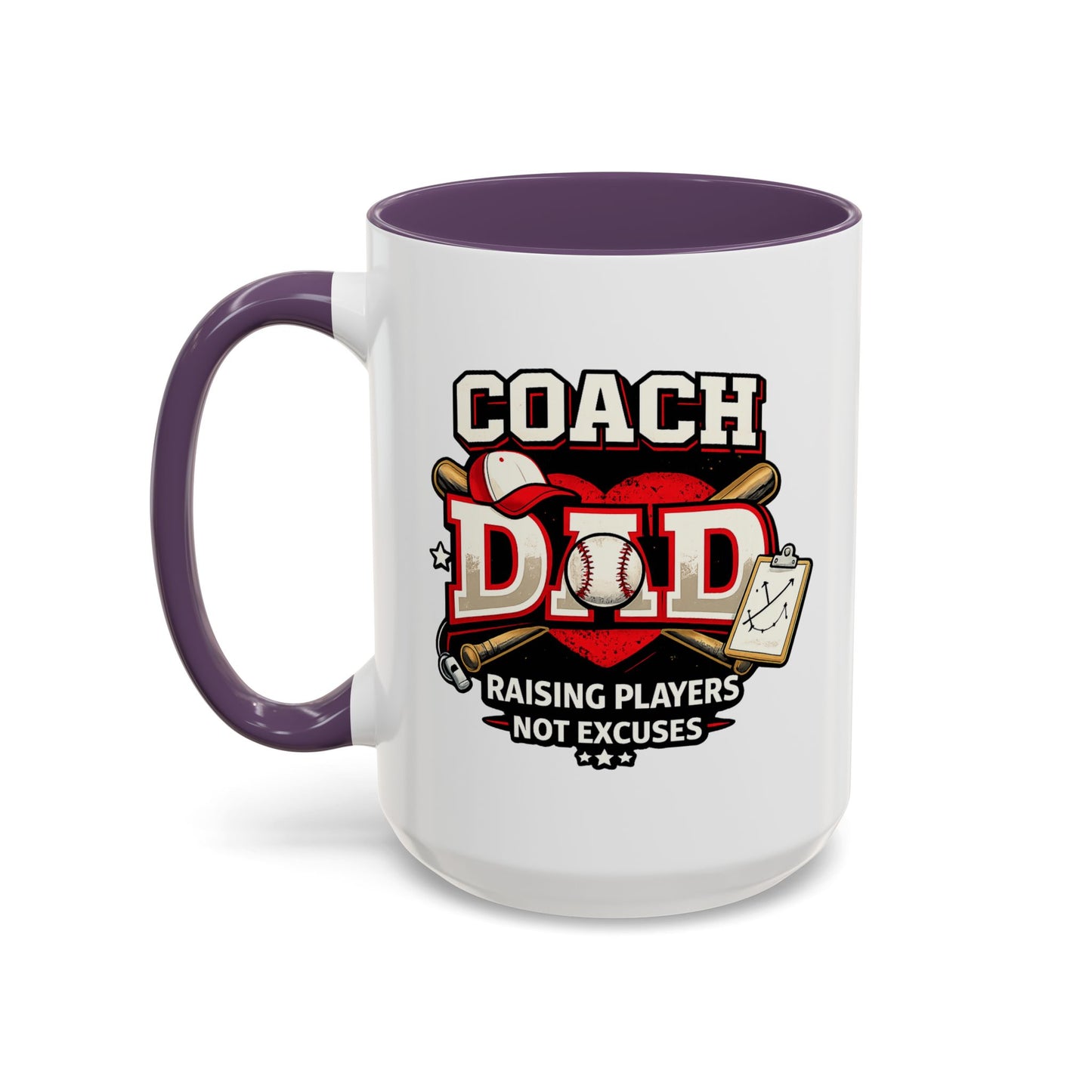Raising Players Not Excuses Baseball Dad Coach Coffee Mug