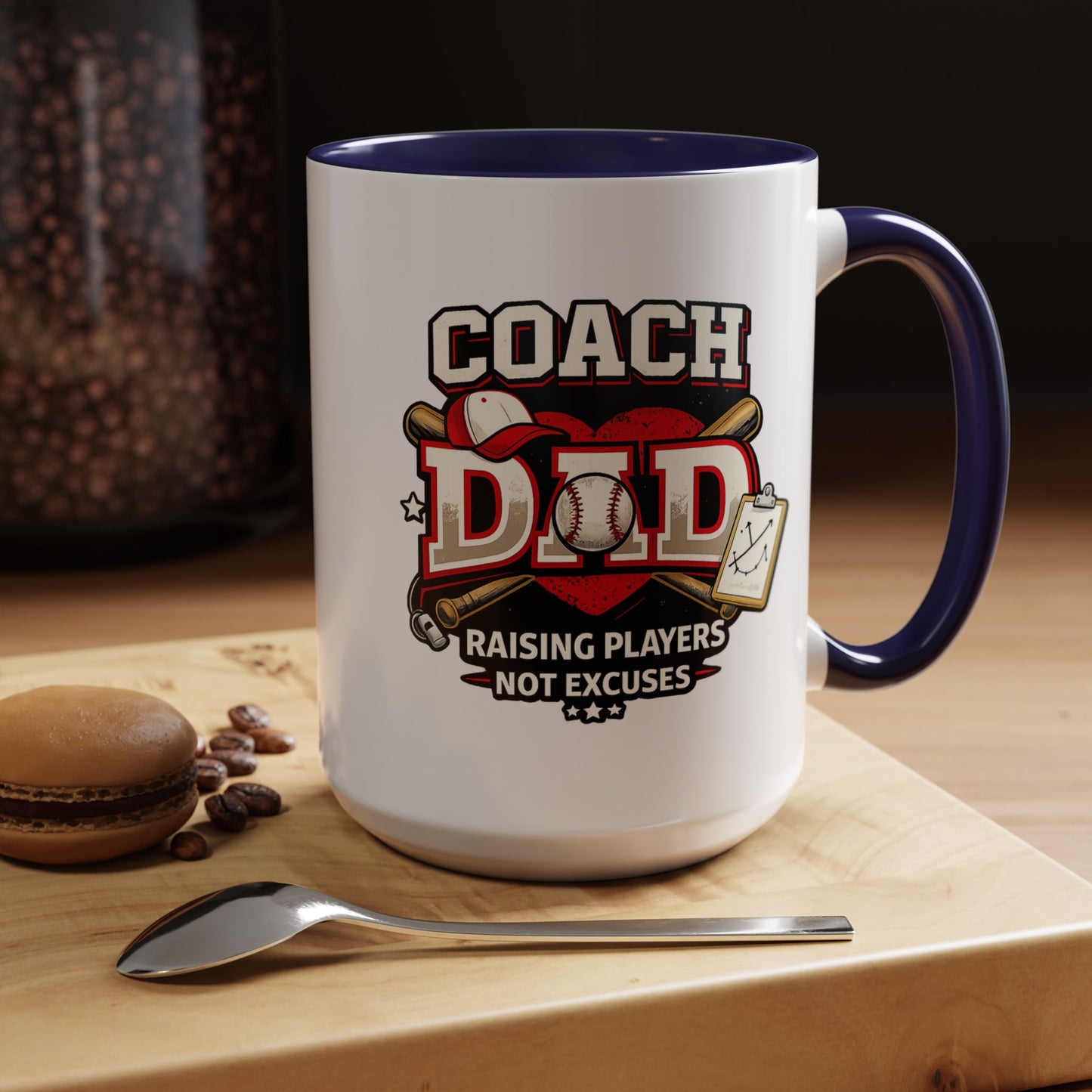 Raising Players Not Excuses Baseball Dad Coach Coffee Mug