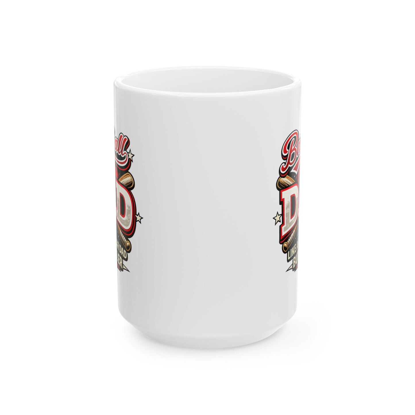 Funny baseball dad mug with “Like a Regular Dad But Cooler” slogan printed on both sides