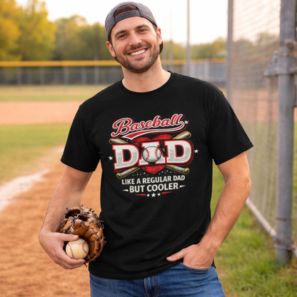 Funny baseball dad shirt with bold typography design