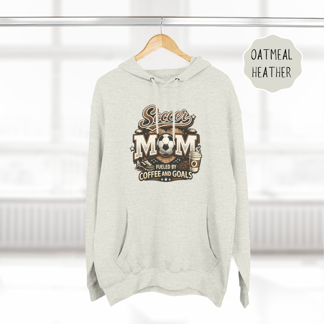 Soccer Mom Hoodie – Fueled by Coffee and Goals Cozy Pullover Sweatshirt