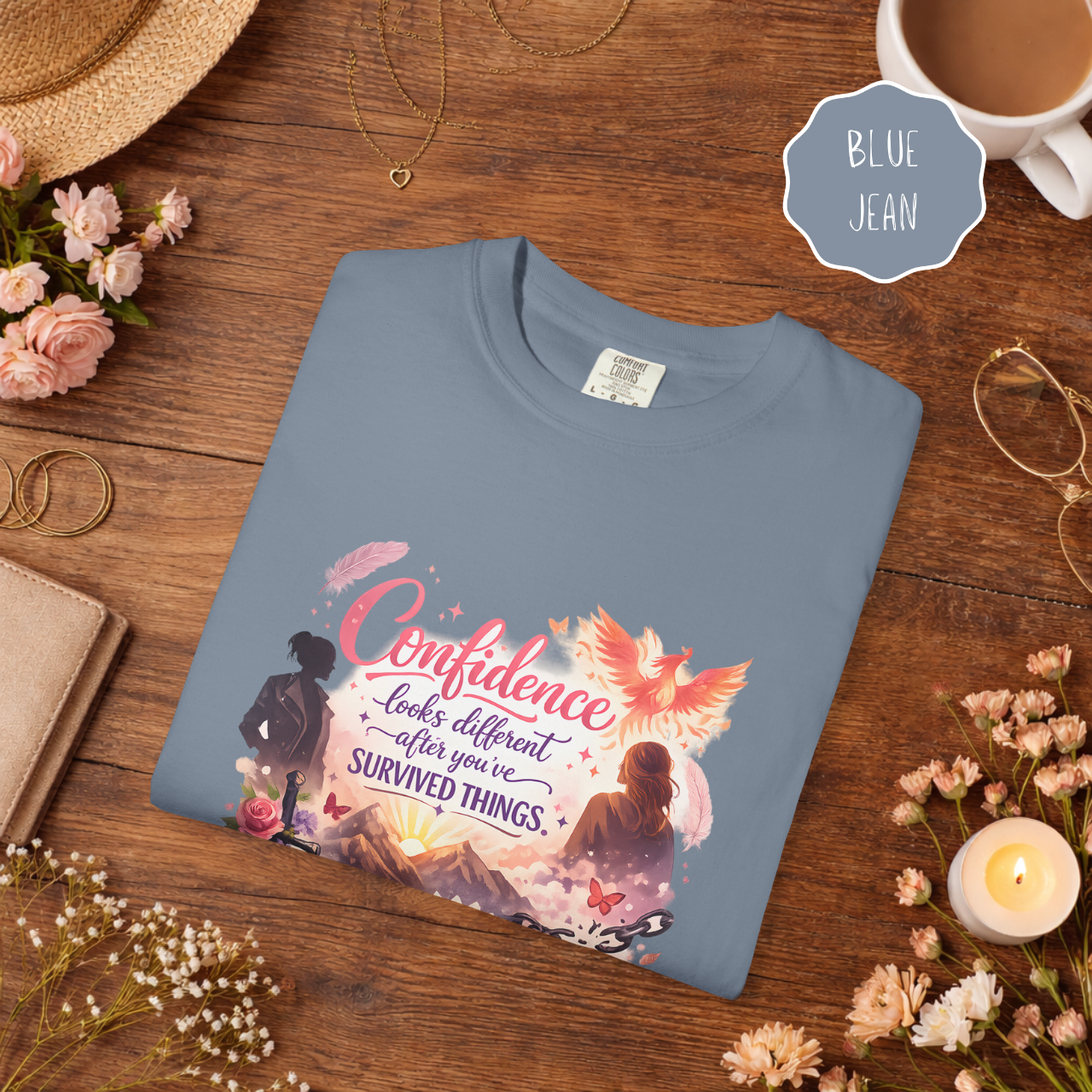 Survivor Empowerment Shirt – Confidence Looks Different After You’ve Survived Things Phoenix Graphic Tee