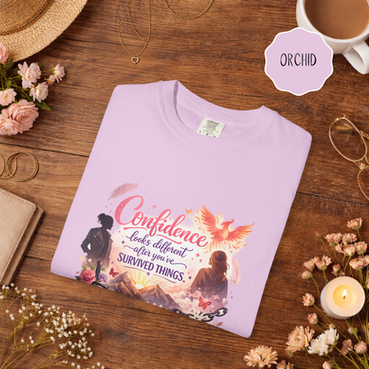 Survivor Empowerment Shirt – Confidence Looks Different After You’ve Survived Things Phoenix Graphic Tee