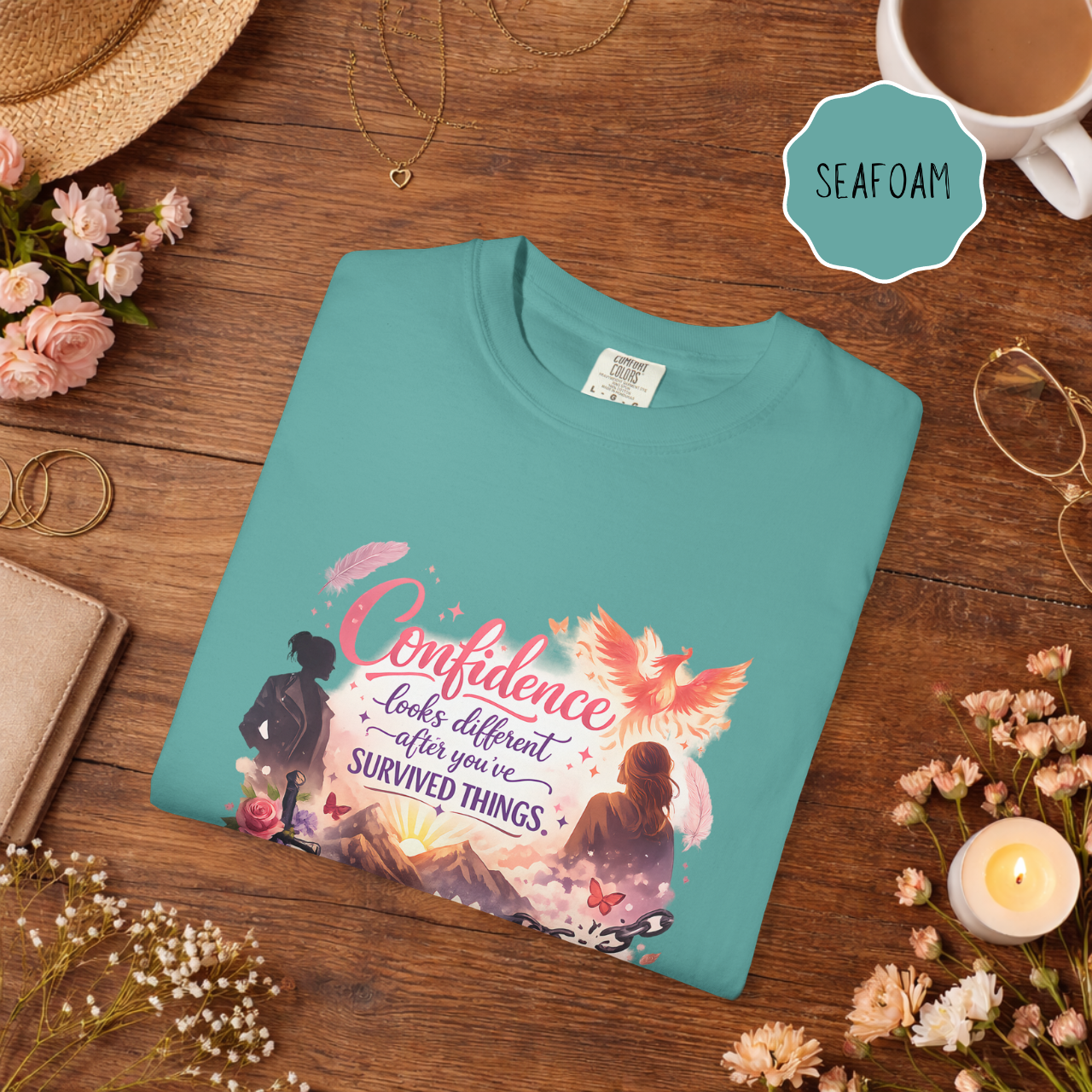 Survivor Empowerment Shirt – Confidence Looks Different After You’ve Survived Things Phoenix Graphic Tee