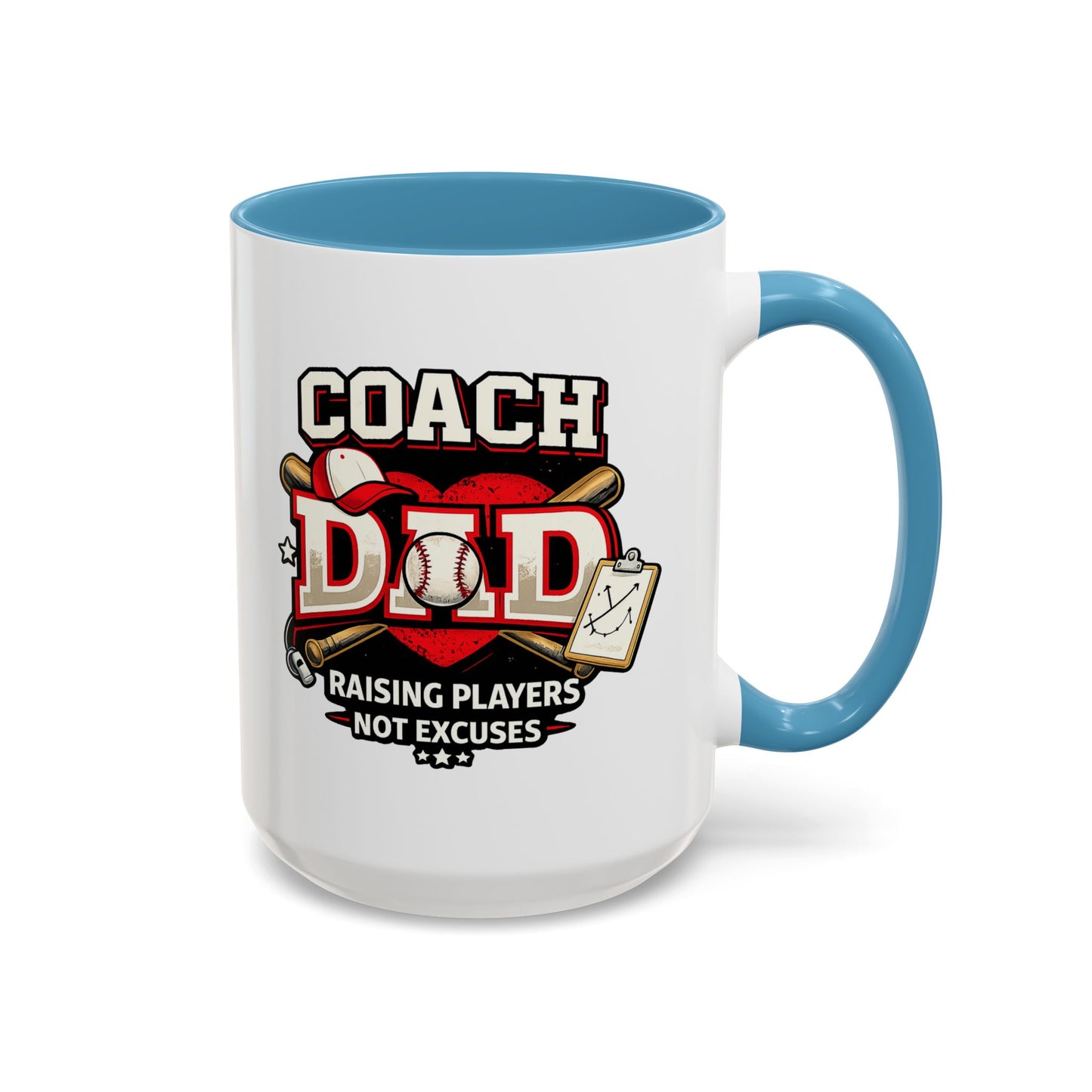 Raising Players Not Excuses Baseball Dad Coach Coffee Mug