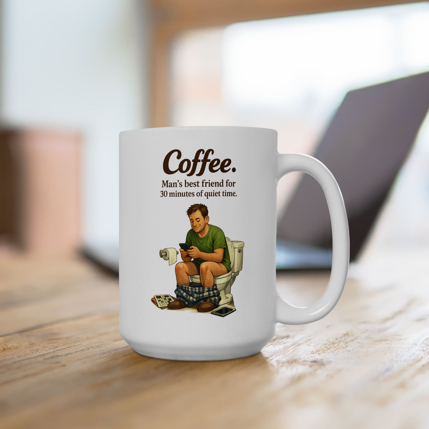 Coffee Is Man’s Best Friend | Funny Bathroom Humor Coffee Mug