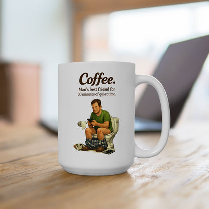 Coffee Is Man’s Best Friend | Funny Bathroom Humor Coffee Mug