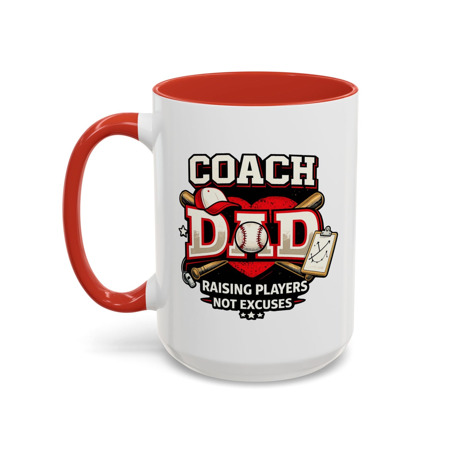 Raising Players Not Excuses Baseball Dad Coach Coffee Mug
