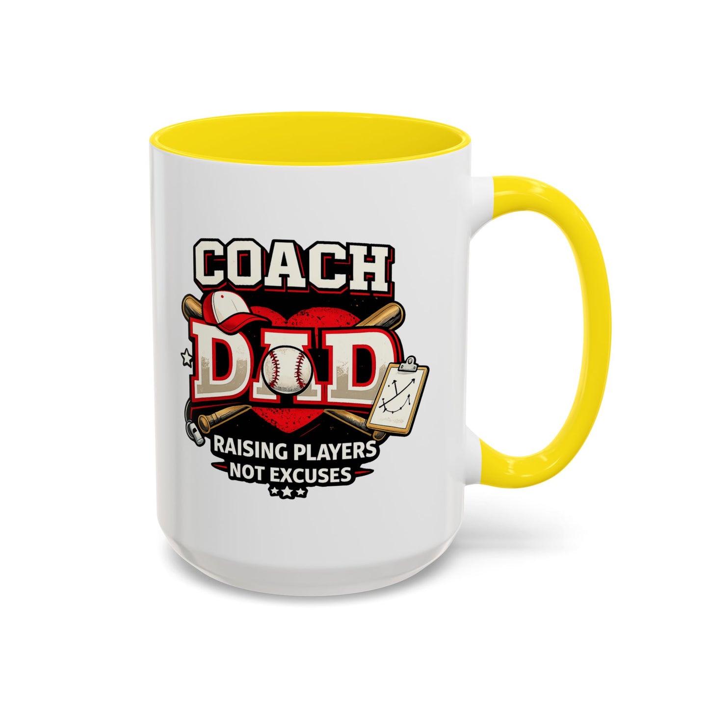 Raising Players Not Excuses Baseball Dad Coach Coffee Mug