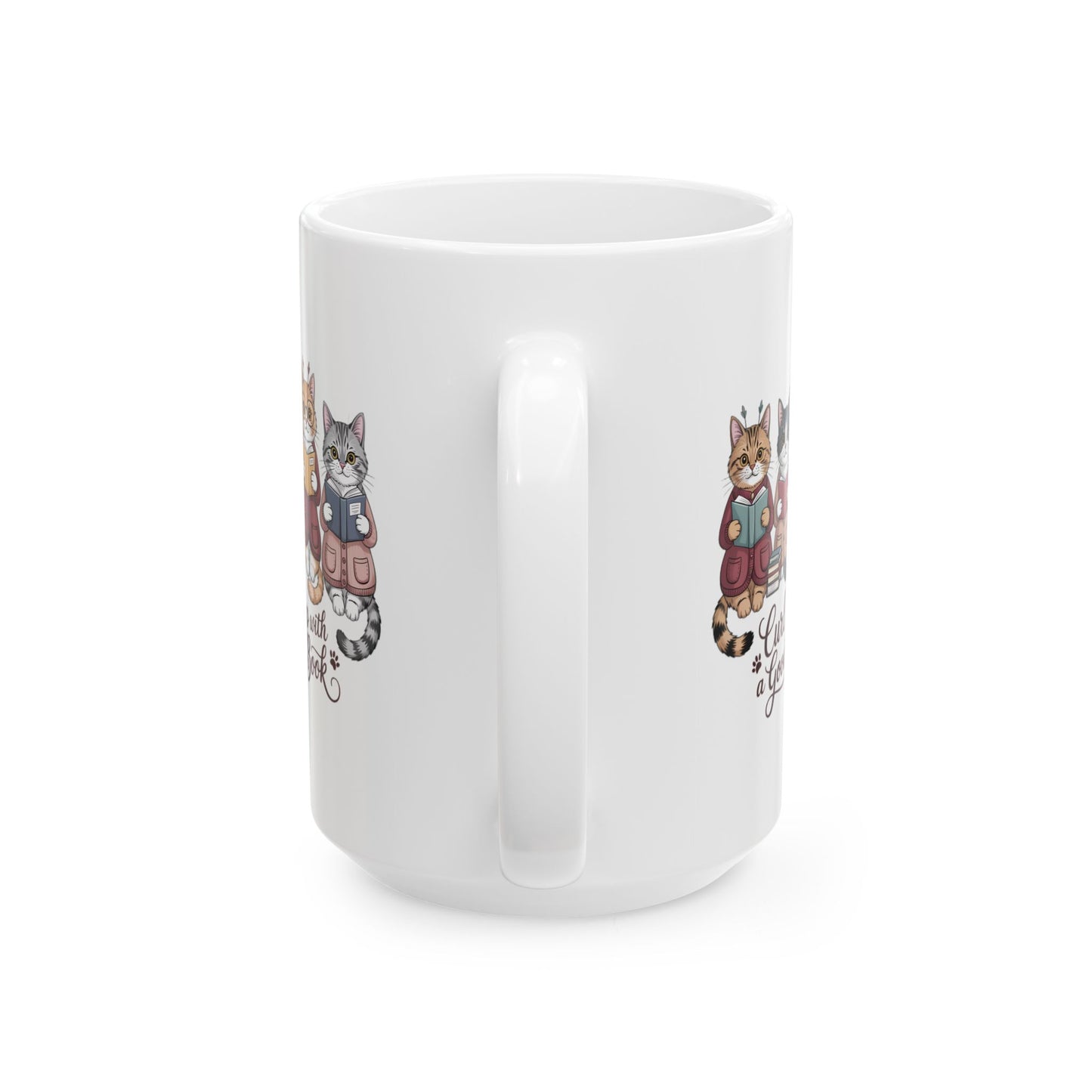Curl Up With a Good Book Book Lover Cat Coffee Mug