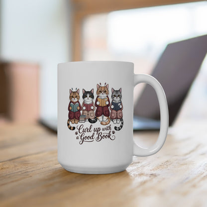 Curl Up With a Good Book Book Lover Cat Coffee Mug