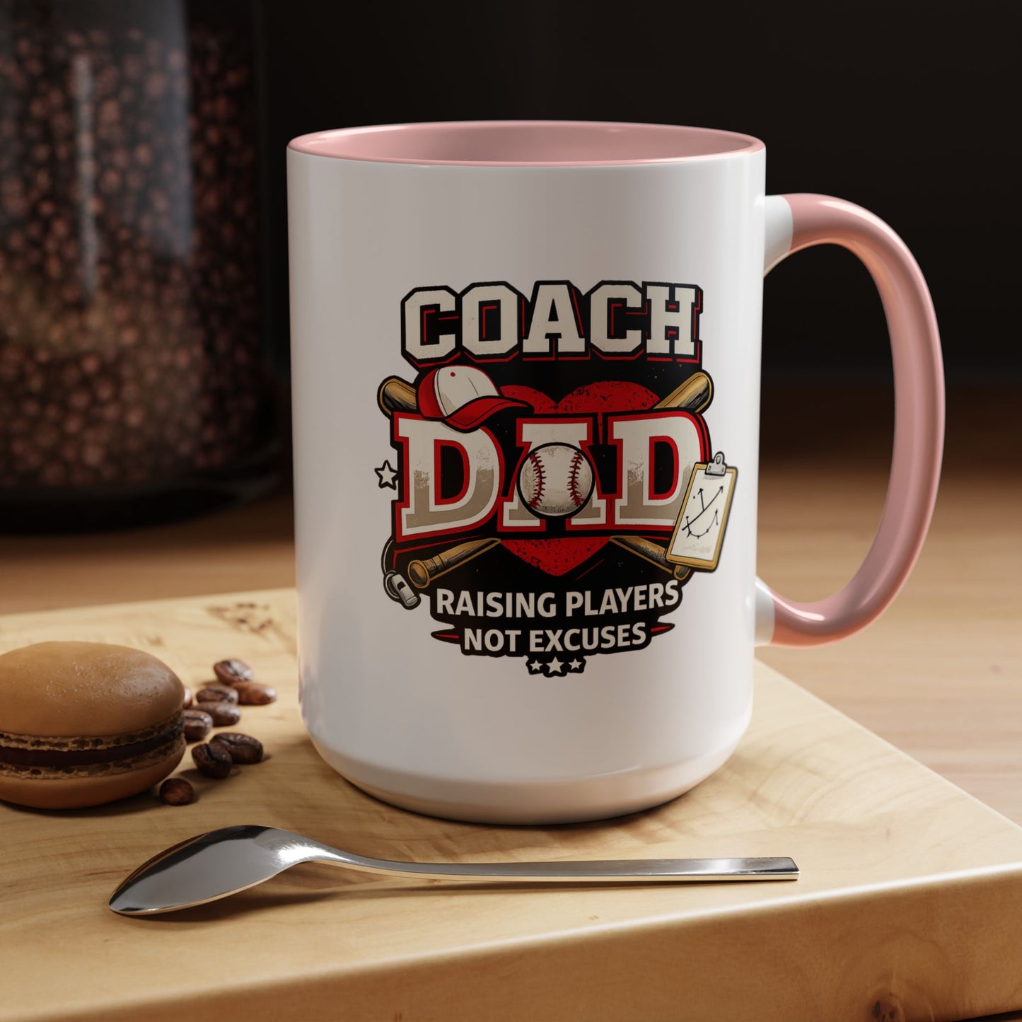 Raising Players Not Excuses Baseball Dad Coach Coffee Mug