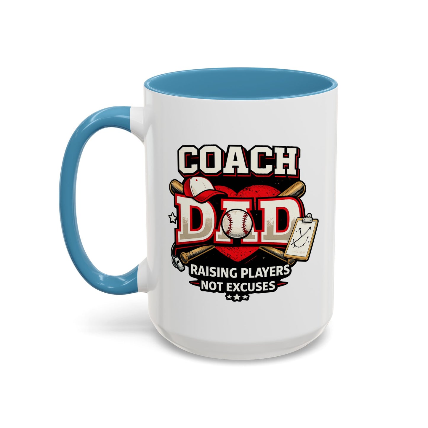 Raising Players Not Excuses Baseball Dad Coach Coffee Mug