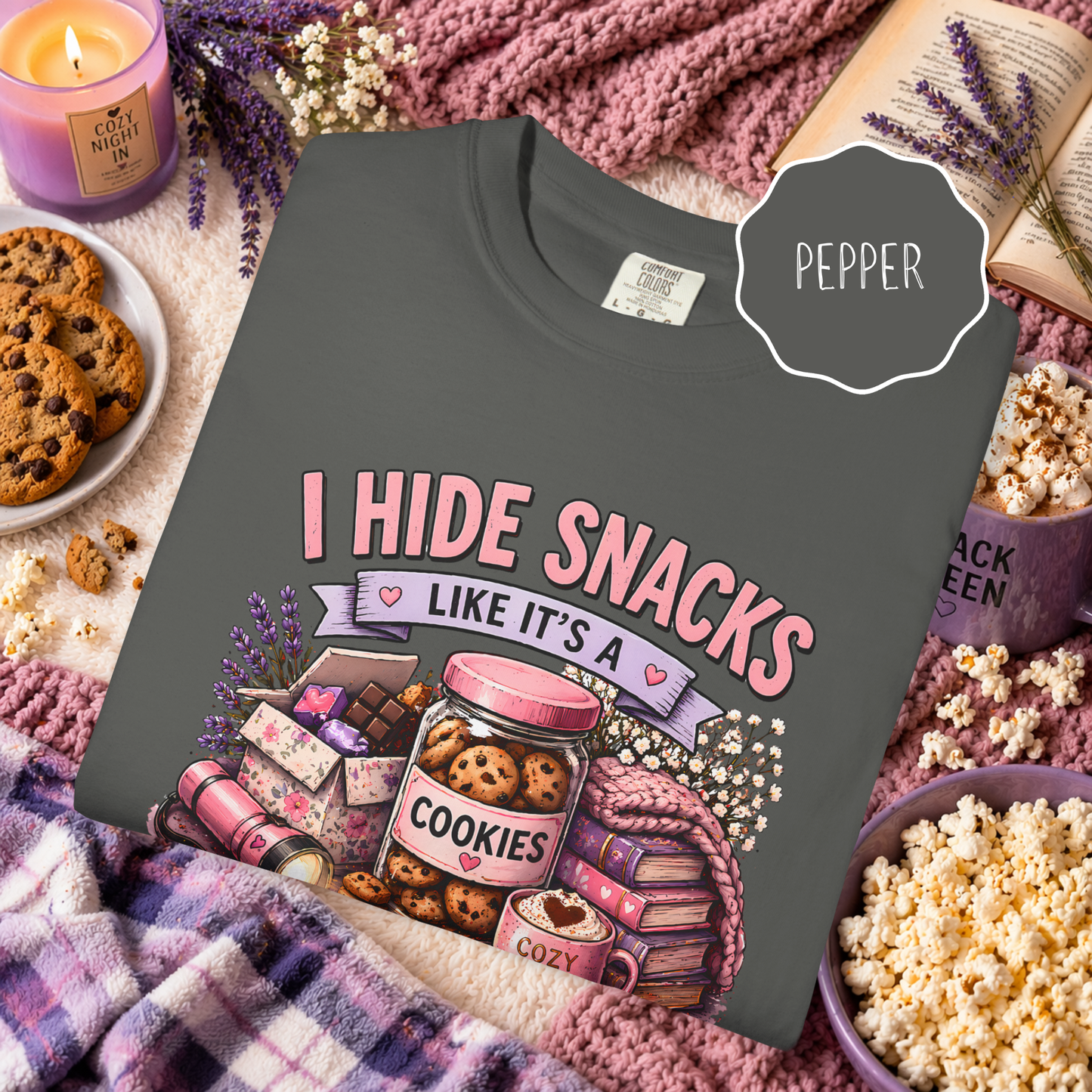 Funny Snack Shirt I Hide Snacks Tee, Cozy Aesthetic Foodie Graphic