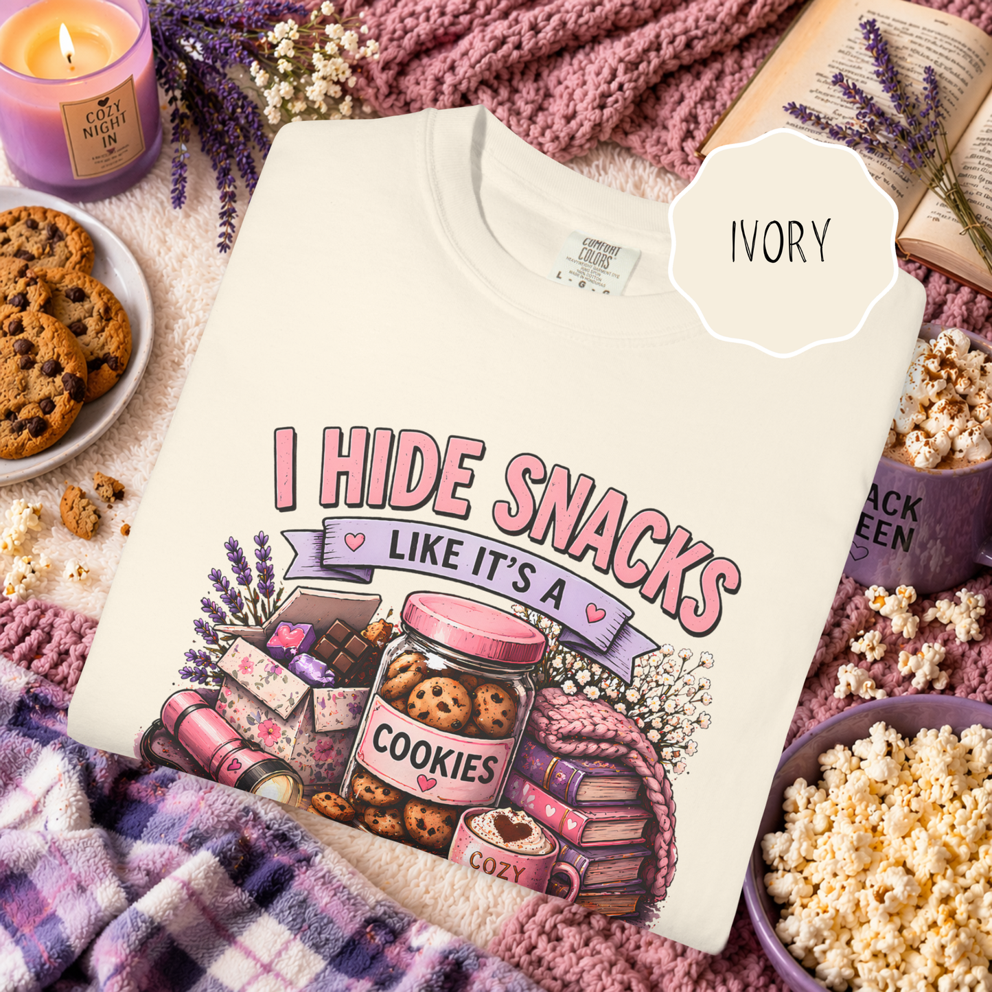 Funny Snack Shirt I Hide Snacks Tee, Cozy Aesthetic Foodie Graphic