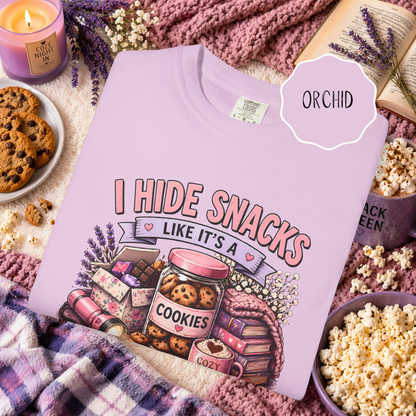 Funny Snack Shirt I Hide Snacks Tee, Cozy Aesthetic Foodie Graphic