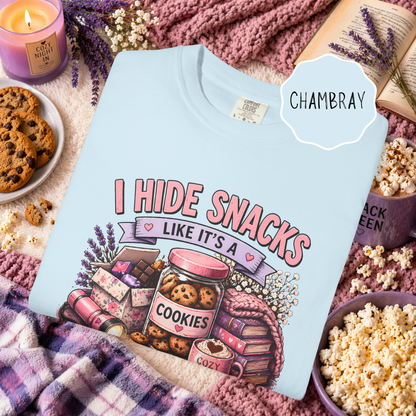 Funny Snack Shirt I Hide Snacks Tee, Cozy Aesthetic Foodie Graphic